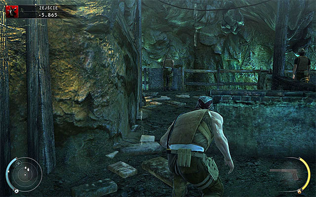 All three enemies should stop at the place shown on the above screen - Descent - Reaching the elevator | 11: Dexter Industries - 11: Dexter Industries - Hitman: Absolution Game Guide