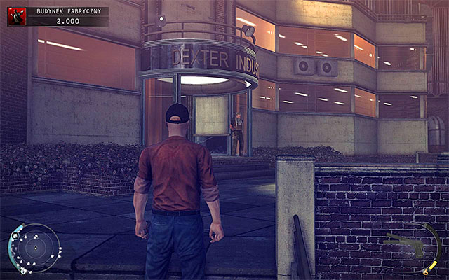 After exiting the shaft, move to the right, using vehicles and other objects as covers - Factory Compound - Getting inside the factory building | 11: Dexter Industries - 11: Dexter Industries - Hitman: Absolution Game Guide