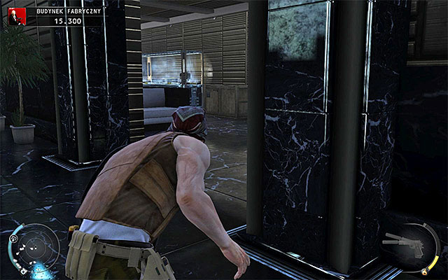 Fortunately using the proximity mines is not required in this case - Factory Compound - Accessing the elevator in lobby | 11: Dexter Industries - 11: Dexter Industries - Hitman: Absolution Game Guide