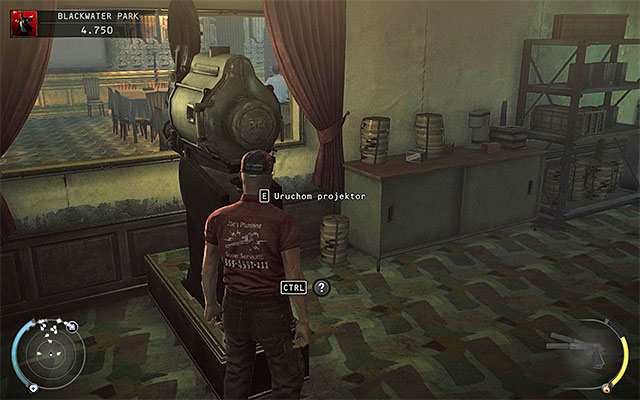 During exploration of the building you should find a movie reel - Blackwater Park - Exploring the residential building | 18: Blackwater Park - 18: Blackwater Park - Hitman: Absolution Game Guide