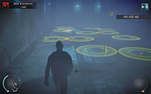 When crossing the minefield I advise using your entire Instinct, because actually it is only useful here - Blackwater Roof - Getting to Dexter | 19: Countdown - 19: Countdown - Hitman: Absolution Game Guide