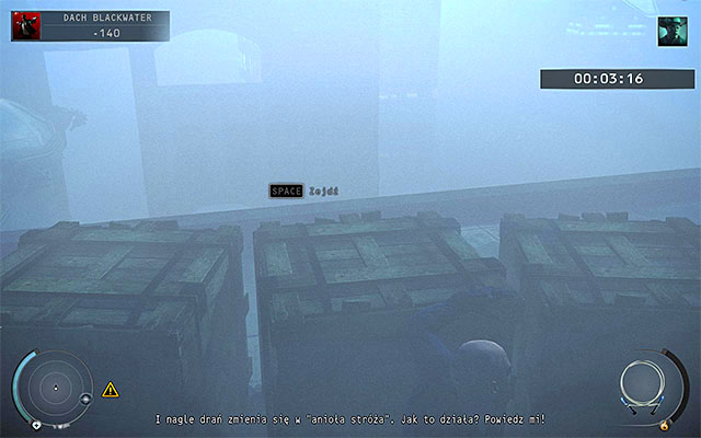 Once you get to the top of the roof, turn left and jump over crates shown on the above screen - Blackwater Roof - Getting to Dexter | 19: Countdown - 19: Countdown - Hitman: Absolution Game Guide