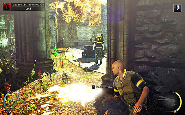 If you want to explore this area more carefully, I suggest jumping between pillars (screen above) and use throwable objects when needed, to distract enemies - Burnwood Family Tomb - Exploring the tomb area | 20: Absolution - 20: Absolution - Hitman: Absolution Game Guide