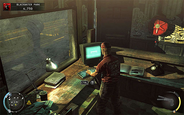 Enter the security room and hack the computer terminal shown on the above screen, with all possible precautions - 18: Blackwater Park - p. 2 | Challenges - Challenges - Hitman: Absolution Game Guide