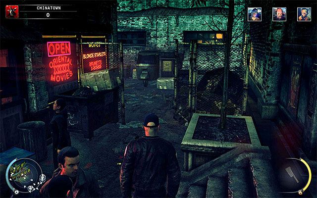 Do not follow Larry directly now, because youll encounter a single policeman there and you would have to use Instinct unnecessarily to walk past him - Chinese New Year - Eliminating Larry Clay | 5: Hunter and Hunted - 5: Hunter and Hunted - Hitman: Absolution Game Guide
