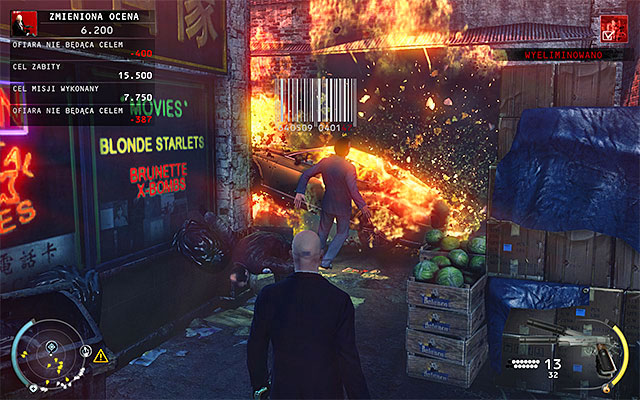 Since were talking about a side alley with a car of the King of Chinatown, parked there, an interesting option is activating a car alarm - Chinatown square - Murdering the King of Chinatown | 2: The King of Chinatown - 2: The King of Chinatown - Hitman: Absolution Game Guide