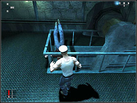 Hide between the crates to the right (looking from the starting position) and wait for the sailor to get near - Death of the Mississippi - Walkthrough - Hitman: Blood Money Game Guide & Walkthrough