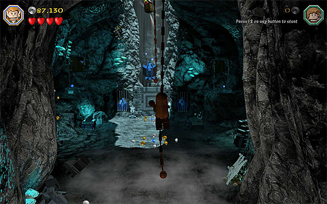 After you use the bow and see a short cutscene, switch to any of the elves and reach the rope shown in the above screenshot - Stage 13 (Looking for Proof) | Main Stages - Collectibles - Main Stages - Collectibles - LEGO The Hobbit Game Guide & Walkthrough
