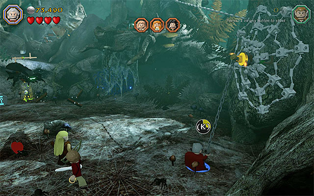 Reach the catch to the right and rip it off - Stage 10 (Flies and Spiders): The battle with the spiders | Walkthrough - Walkthrough - LEGO The Hobbit Game Guide & Walkthrough