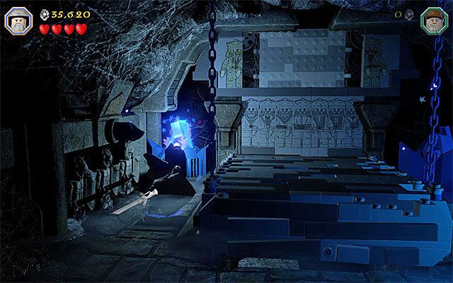 Use the staff to start fire in two spots - Stage 13 (Looking for Proof): Angmars Tomb | Walkthrough - Walkthrough - LEGO The Hobbit Game Guide & Walkthrough