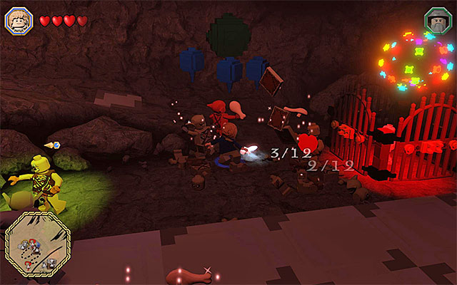 Attack the goblins coming from the cave entrance - White question marks - walkthroughs for quests 41-60 | Middle Earth - Side missions - Middle Earth - Side missions - LEGO The Hobbit Game Guide & Walkthrough