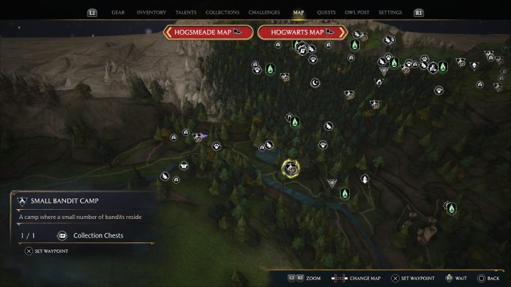 The next chest is in a small bandit camp - Hogwarts Legacy: North Hogwarts Region - Collection Chests - Hogwarts Legacy: Collection Chests - Hogwarts Legacy Guide