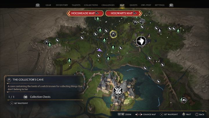 The last chest is in the Collector's Cave, which you are going to visit during The Helm of Urtkot main mission - Hogwarts Legacy: North Hogwarts Region - Collection Chests - Hogwarts Legacy: Collection Chests - Hogwarts Legacy Guide