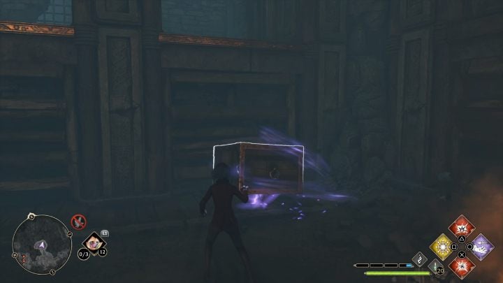 In the next chamber, break the door on the right with Accio or Depulso spell and move the box to the right - Hogwarts Legacy: North Hogwarts Region - Collection Chests - Hogwarts Legacy: Collection Chests - Hogwarts Legacy Guide