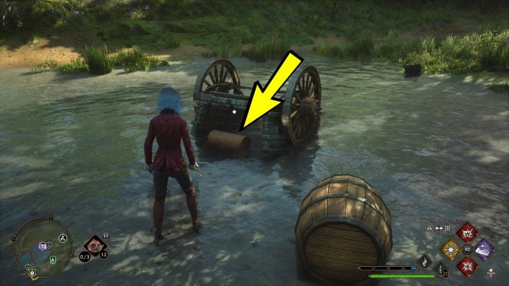 Another chest from the Lower Hogsfield village is in the water, under the overturned cart - Hogwarts Legacy: South Hogwarts Region - Collection Chests - Hogwarts Legacy: Collection Chests - Hogwarts Legacy Guide