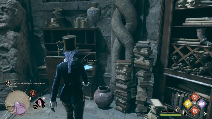 On the upper level of the scriptorium, you will find a note written by Salazar Slytherin - Hogwarts Legacy: In the Shadow of the Study - Hogwarts Legacy: Relationship quests - Sebastian - Hogwarts Legacy Guide