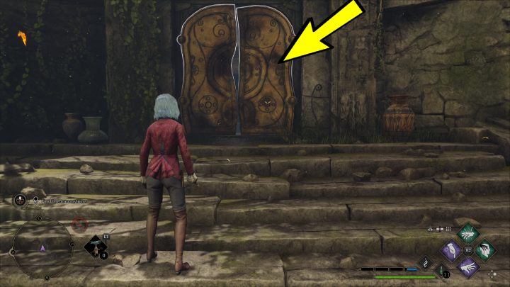 Use Depulso to destroy the wall on the left and continue forward - Hogwarts Legacy: Feldcroft Region - Collection Chests - Hogwarts Legacy: Collection Chests - Hogwarts Legacy Guide