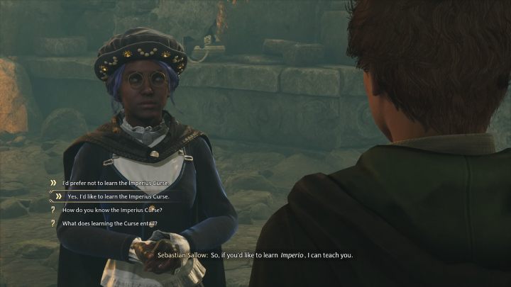 After moving to the next chamber, Sebastian will offer you to learn the Imperio spell - Hogwarts Legacy: In the Shadow of Time - Hogwarts Legacy: Relationship quests - Sebastian - Hogwarts Legacy Guide