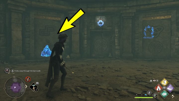 Find the 3rd set of bones and grab the handles above the corresponding symbols - Hogwarts Legacy: In the Shadow of Time - Hogwarts Legacy: Relationship quests - Sebastian - Hogwarts Legacy Guide