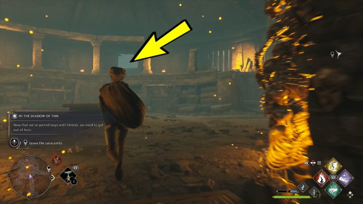 Then turn right and go through a small door to the upper level of the catacombs - Hogwarts Legacy: In the Shadow of Time - Hogwarts Legacy: Relationship quests - Sebastian - Hogwarts Legacy Guide