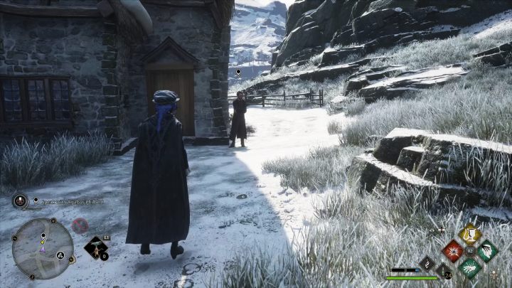 Agabus is standing near the herbalist's shop - Hogwarts Legacy: A Basis for Blackmail - Hogwarts Legacy: Relationship quests - Natty - Hogwarts Legacy Guide