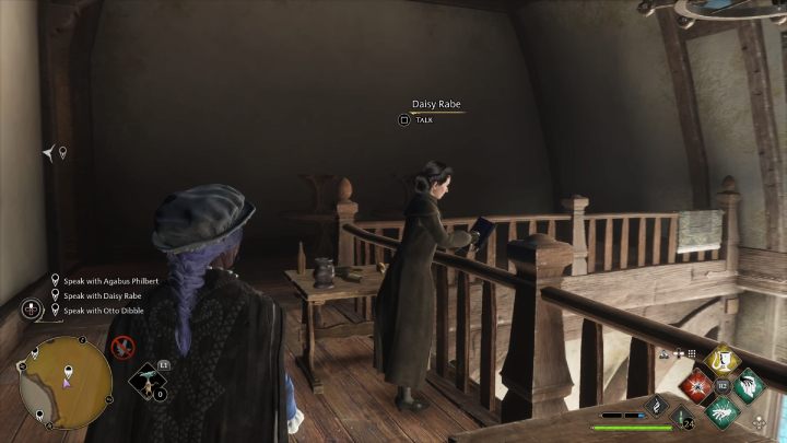 You can meet Daisy Rabe on the top floor of The Three Broomsticks inn - Hogwarts Legacy: A Basis for Blackmail - Hogwarts Legacy: Relationship quests - Natty - Hogwarts Legacy Guide