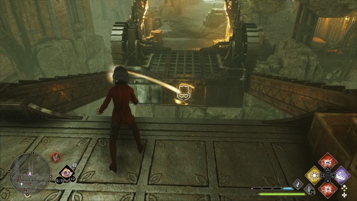 Approach the moving platform and use it to get to the other side - Hogwarts Legacy: Marunweem Lake - Collection Chests - Hogwarts Legacy: Collection Chests - Hogwarts Legacy Guide