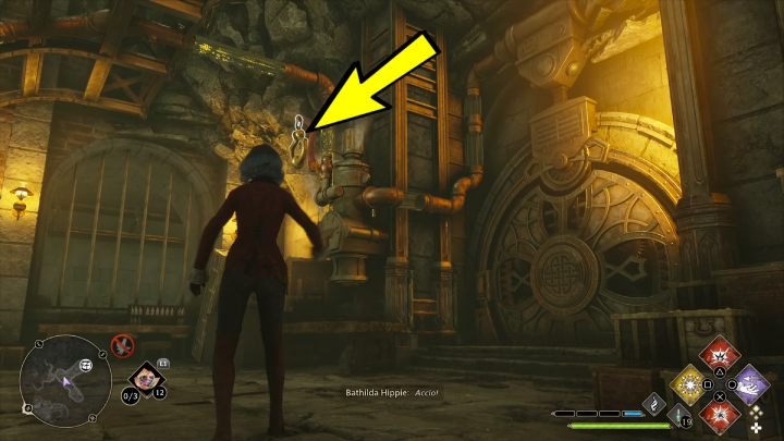 Grab the handle next to the pipes with Accio and go through the round door - Hogwarts Legacy: Marunweem Lake - Collection Chests - Hogwarts Legacy: Collection Chests - Hogwarts Legacy Guide