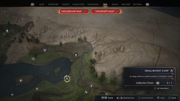 Chest #4 is in a bandit camp south from Coastal Mine Floo Flame - Hogwarts Legacy: Marunweem Lake - Collection Chests - Hogwarts Legacy: Collection Chests - Hogwarts Legacy Guide