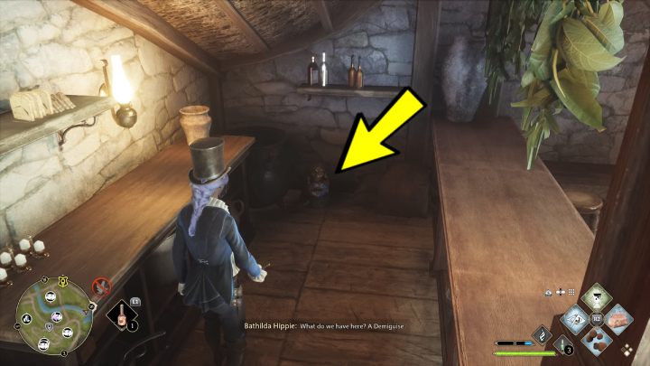 The collectible is behind the counter - Hogwarts Legacy: Demiguise Statues - The Highlands - Hogwarts Legacy: Highlands - Hogwarts Legacy Guide