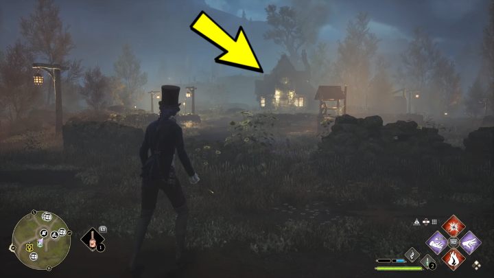 With the Floo Flame location behind you, go forward - Hogwarts Legacy: Demiguise Statues - The Highlands - Hogwarts Legacy: Highlands - Hogwarts Legacy Guide