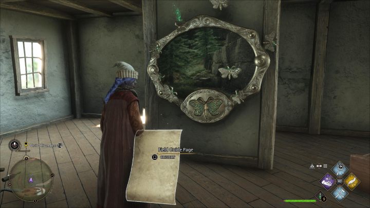 One of the Empty Moth Painting #5 (Hogsmeade) is in an abandoned hut, near the gardening store - Hogwarts Legacy: Field Guide Pages Part 2 - Hogsmeade - Hogwarts Legacy: Hogsmeade Collectibles - Hogwarts Legacy Guide