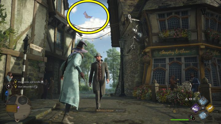 This Flying Guide Page #14 (Hogsmeade) moves around the tea shop in the northeastern part of the village - Hogwarts Legacy: Field Guide Pages Part 2 - Hogsmeade - Hogwarts Legacy: Hogsmeade Collectibles - Hogwarts Legacy Guide