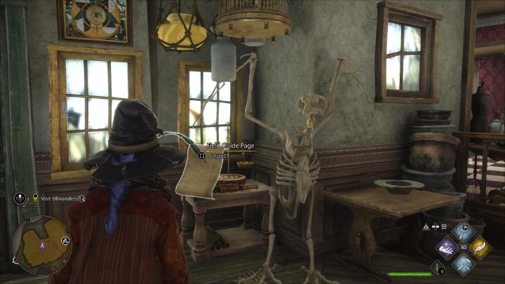 This collectible is in the same building as the costume shop, but you can enter it through the door that is under the green Dervish Banges sign - Hogwarts Legacy: Field Guide Pages Part 2 - Hogsmeade - Hogwarts Legacy: Hogsmeade Collectibles - Hogwarts Legacy Guide