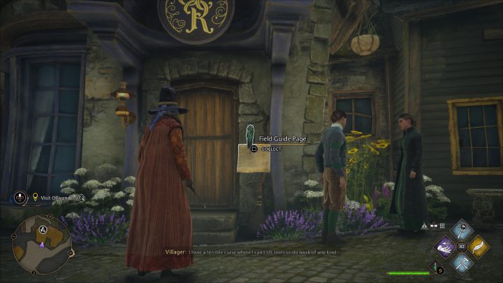The next page of Revelio is in front of the costume shop entrance in the northern part of Hogsmeade - Hogwarts Legacy: Field Guide Pages Part 2 - Hogsmeade - Hogwarts Legacy: Hogsmeade Collectibles - Hogwarts Legacy Guide