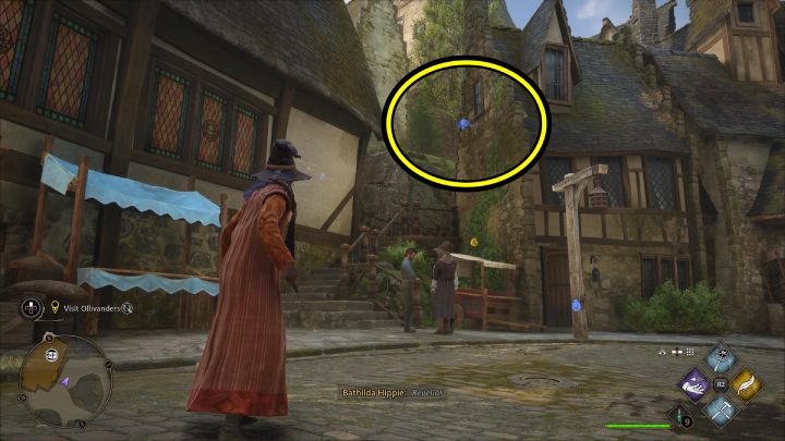 Flying Field Guide Page #11 is behind The Three Broomsticks pub in the central part of the village - Hogwarts Legacy: Field Guide Pages Part 2 - Hogsmeade - Hogwarts Legacy: Hogsmeade Collectibles - Hogwarts Legacy Guide