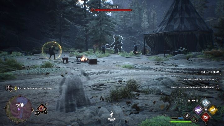 Head west towards the enemy encampment - Hogwarts Legacy: The Helm of Urtkot - Hogwarts Legacy: Main quests - Hogwarts Legacy Guide