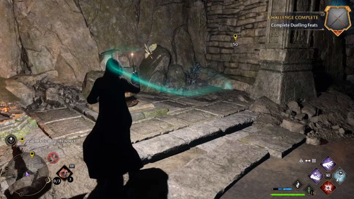 Once the area is clear, use Lumos to catch the first moth and deliver it to an inactive side area from the screenshot (it is on the left, a little lower than the gate) - Hogwarts Legacy: The Helm of Urtkot - Hogwarts Legacy: Main quests - Hogwarts Legacy Guide