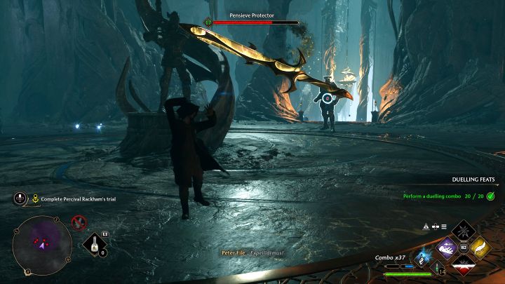 First obstacle is a group of smaller animated statues - Hogwarts Legacy: Percival Rackhams Trial - Hogwarts Legacy: Main quests - Hogwarts Legacy Guide