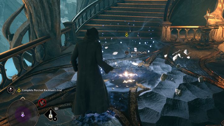 Continue along the path until you reach a hall with missing bridge fragment - Hogwarts Legacy: Percival Rackhams Trial - Hogwarts Legacy: Main quests - Hogwarts Legacy Guide