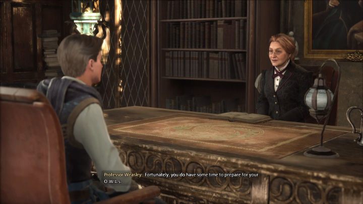 Go to Professor Weasley's office and talk to her about your progress throughout the school year - Hogwarts Legacy: Weasleys Watchful Eye - Hogwarts Legacy: Main quests - Hogwarts Legacy Guide