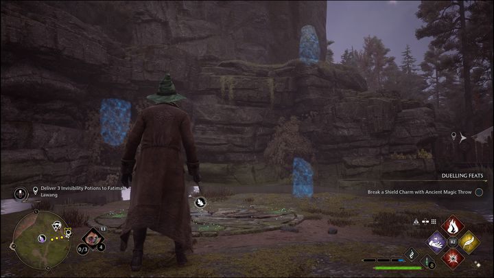 After using the Revelio spell, you easily locate them, there are five of them (four in front of you and one behind you by the small lake) - Hogwarts Legacy: North Ford Bog - all Merlin Trials - Hogwarts Legacy: Merlins Trials - Hogwarts Legacy Guide