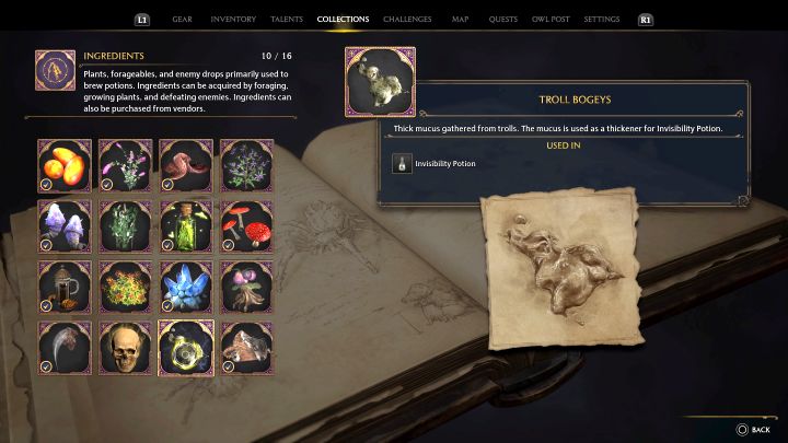 Troll Bogeys are one of the Ingredients used in crafting - Hogwarts Legacy: How to get Troll Bogeys? - Hogwarts Legacy: Combat and exploration - Hogwarts Legacy Guide