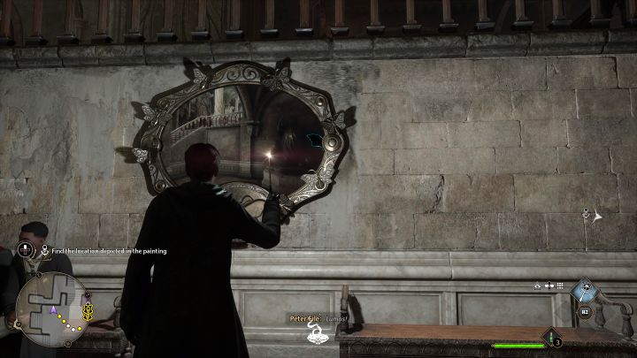 Reach the marked empty painting and use Lumos on it (R2 + Triangle/Y) - Hogwarts Legacy: Like a Moth to a Frame - Hogwarts Legacy: Hogwarts side quests - Hogwarts Legacy Guide