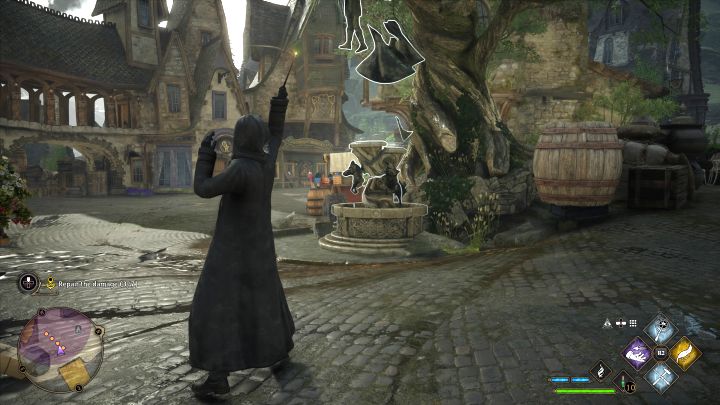 You must use the Reparo spell on destroyed objects (stalls, statues, etc - Hogwarts Legacy: Welcome to Hogsmeade - Hogwarts Legacy: Main quests - Hogwarts Legacy Guide