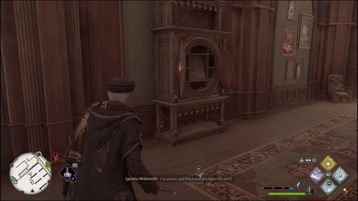 The cabinet to which the key will take you is further into the library, in the middle of the corridor - Hogwarts Legacy: All Daedalian Keys - Hogwarts Legacy: Hogwarts collectibles - Hogwarts Legacy Guide