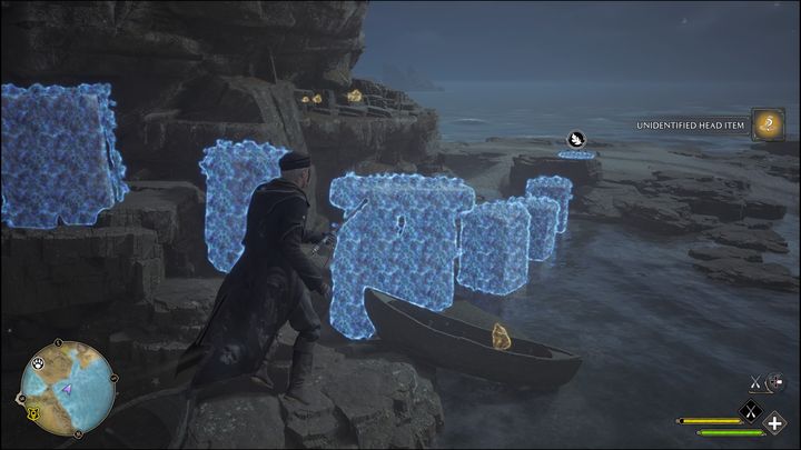 To solve the puzzle, just jump on each of the stone platforms - Hogwarts Legacy: Cragcroftshire - all Merlin Trials - Hogwarts Legacy: Merlins Trials - Hogwarts Legacy Guide