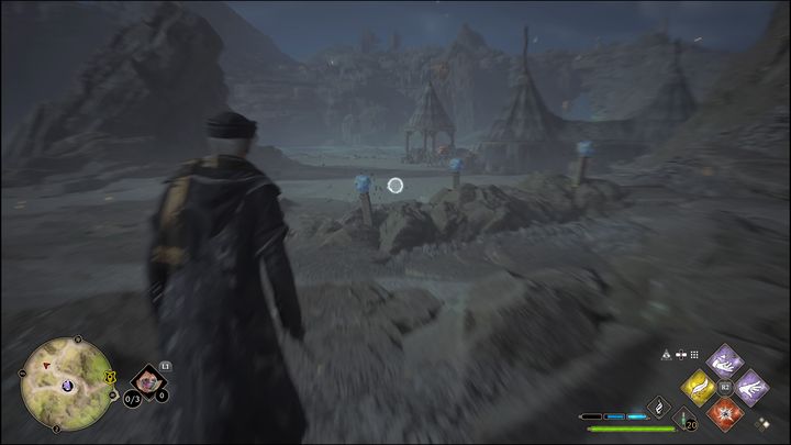 To solve the puzzle, you need to destroy all nine orbs located on the hills - Hogwarts Legacy: Cragcroftshire - all Merlin Trials - Hogwarts Legacy: Merlins Trials - Hogwarts Legacy Guide