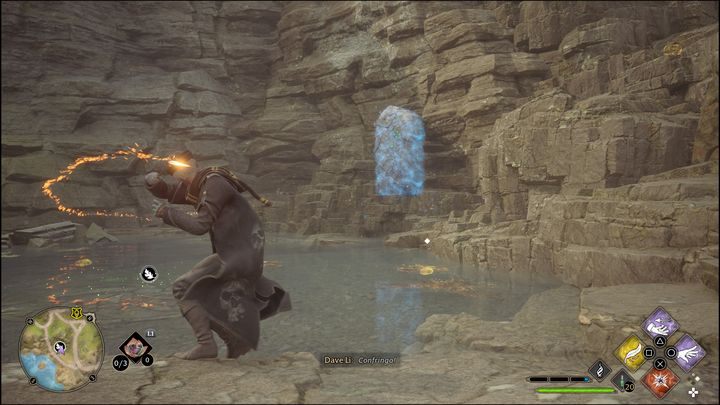 After activating the Puzzle, use the Revelio spell to find out where the stone blocks you need to destroy are located - Hogwarts Legacy: Clagmar Coast - all Merlin Trials - Hogwarts Legacy: Merlins Trials - Hogwarts Legacy Guide