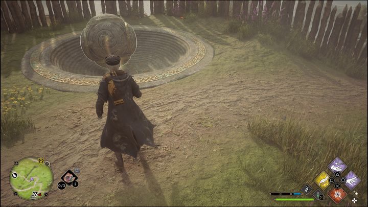 When the door finally opens, redirect the orb to the dedicated spot, which is located behind the bridge - Hogwarts Legacy: Marunweem Lake - all Merlin Trials - Hogwarts Legacy: Merlins Trials - Hogwarts Legacy Guide